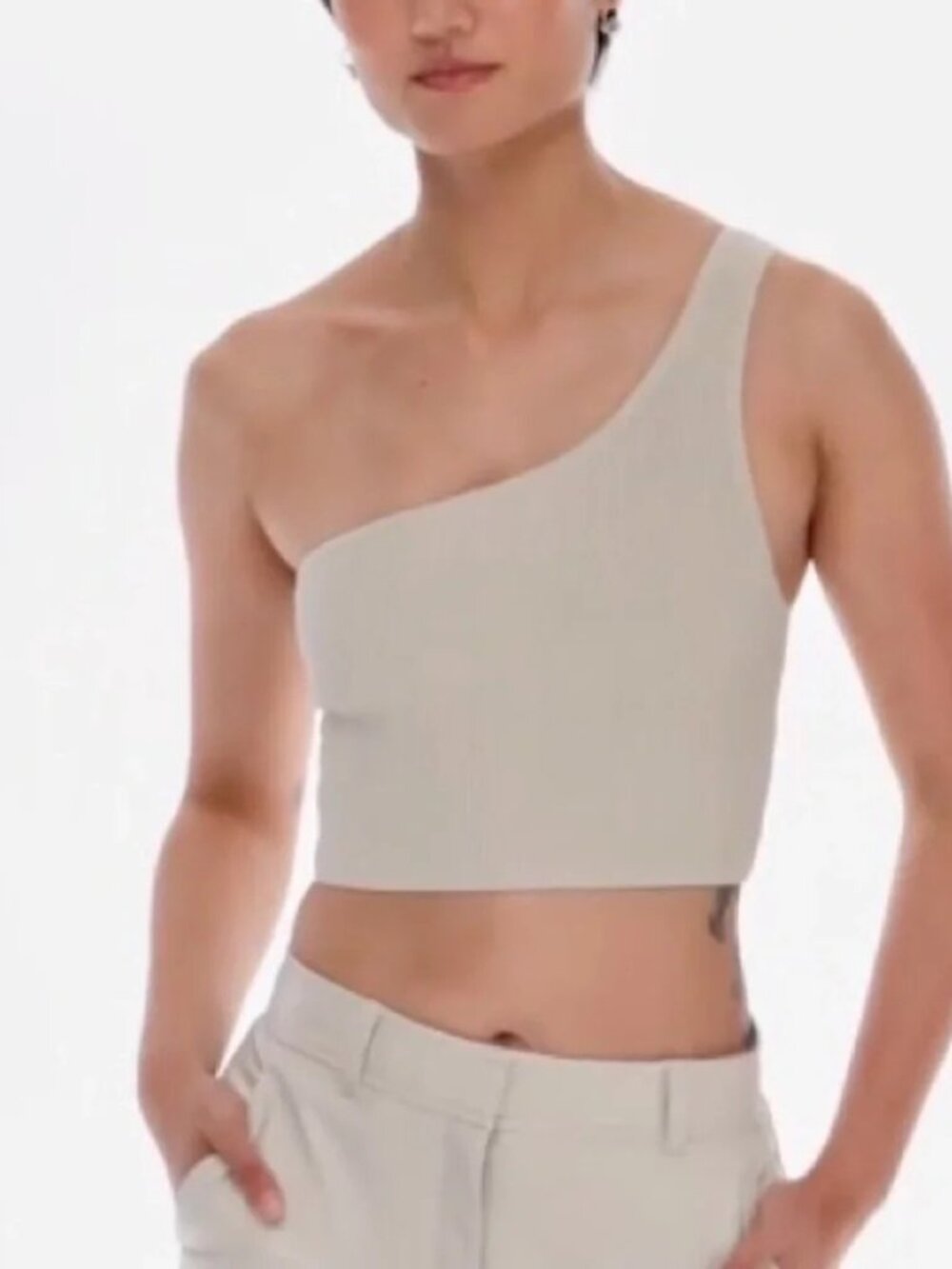 Aritzia Babaton Sculpt Knit One-Shoulder Cropped Tank, Size: S, NWOT